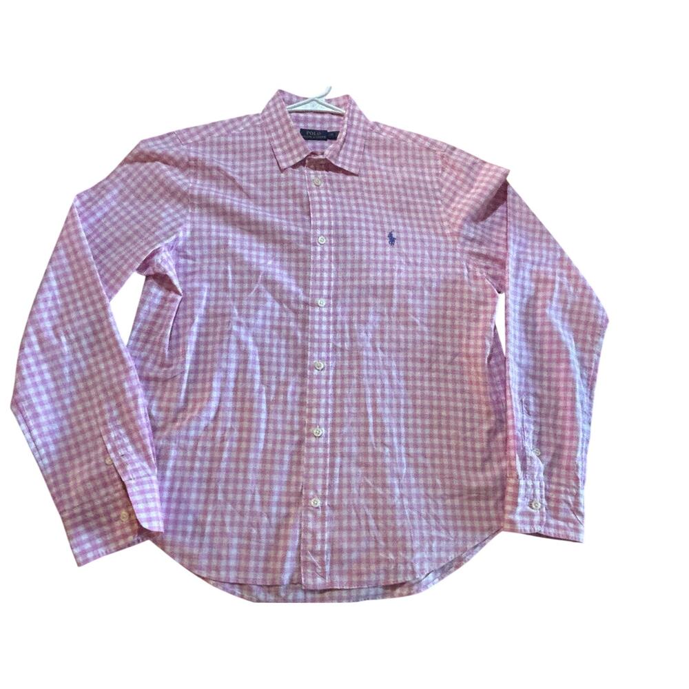 Polo Ralph Lauren Menβs L Pink Gingham Long Sleeve Button Down Shirt
